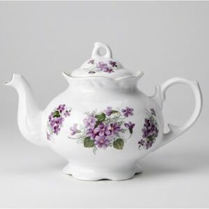 Arthur Wood Staffordshire English Floral Teapot Purple Violets Vintage 6432